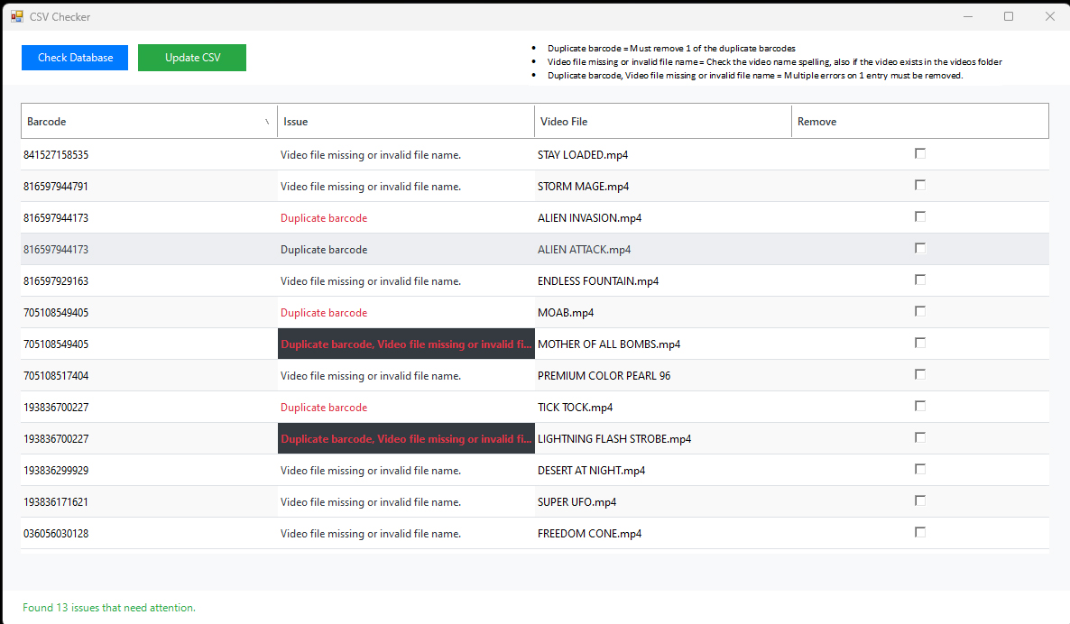 csv changes
